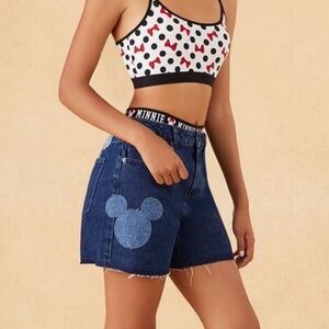 Disney Mickey Mouse Denim Bermuda Shorts Forever 21 NWT